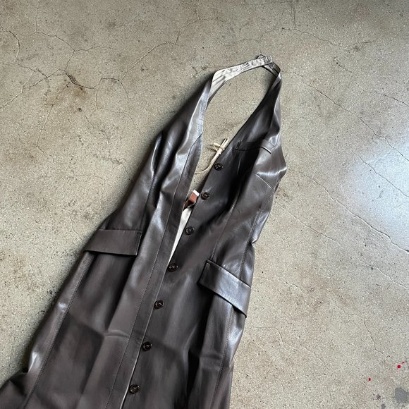 Nanushka Tailored Vegan Leather Fluted Dress - Picture 3 of 3